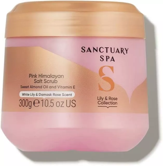 Sanctuary Spa Lily and Rose Salt Body Scrub Exfoliating Pink Himalayan Salt with