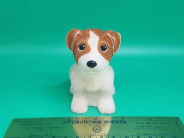 Jack Russell Terrier Puppy Flocked Felt Fuzzy Dog Toy Figure Animal Collectible