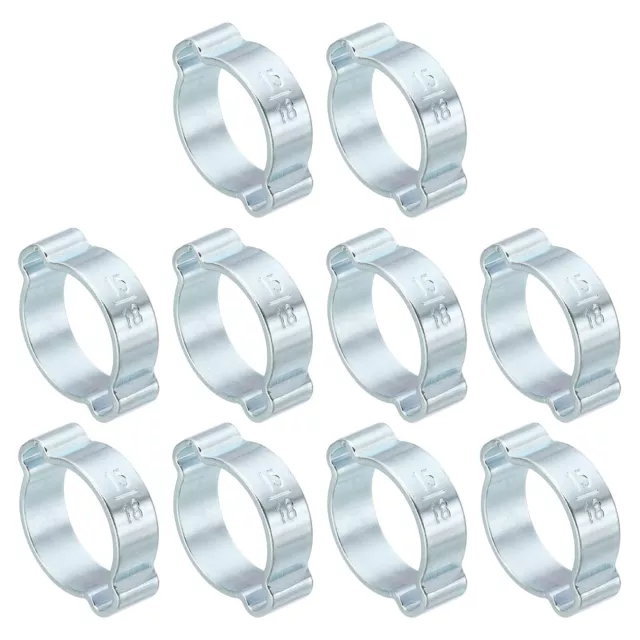 Confezione da 30 Morsetto Tubo Doppio Orecchio 15-18mm, Anelli Crimpante Acciaio Zincato