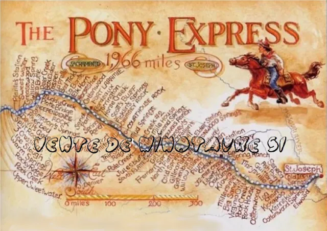 Usa - The Pony Express 1.966 miles  - affiche plastifiée