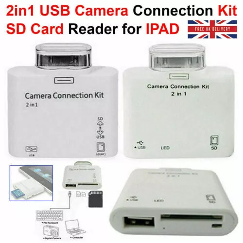 USB Camera 2in1 Connection Kit SD Memory Card Reader For Apple Ipad