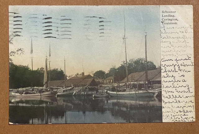 Vintage  Postcard Louisiana  Schooner Landing, Covington, Louisiana
