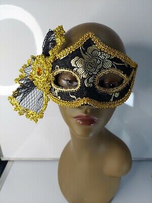 Unique Black and gold Venice Carnival Women Mask Masquerade Venetian Mardi Gras