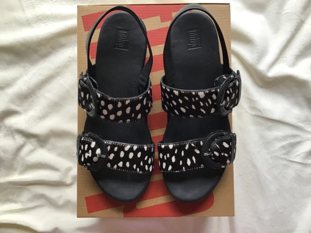 Fitflop Womens Black /White Spots Sandal Shoes size 8 