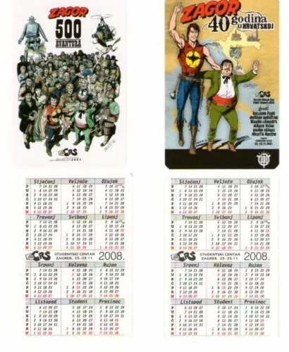 ZAGOR - 2 CARD CALENDARIO - Croazia 2008