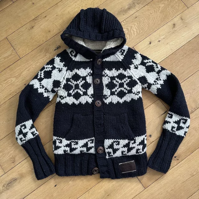 Mens fleece lined chunky knit cardigan shop