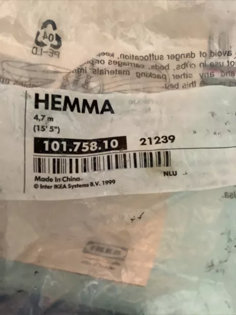 IKEA HEMMA Lamp Light Cord White 15.5' For Hanging Fixtures - NEW