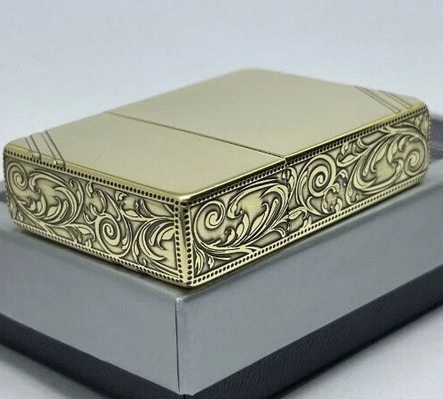 Zippo Lighter 1935 Replica Arabesque 3 Sided Processing Brass Antique Gold Japan