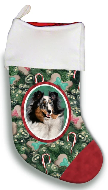 Christmas Stocking - Blue Merle Shetland Sheepdog Sheltie 11090
