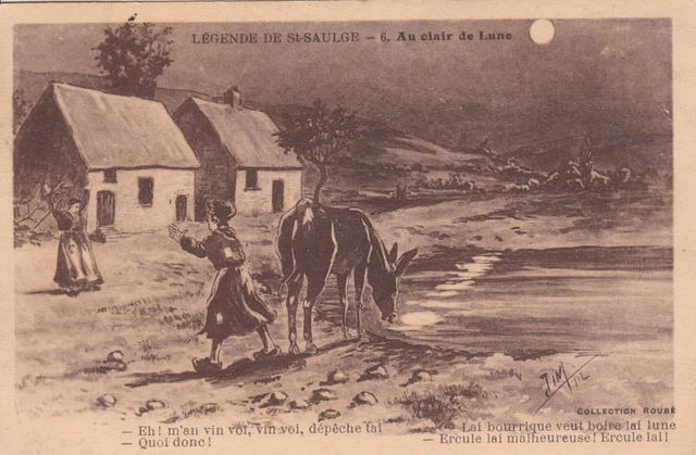 LEGENDES DE SAINT-SAULGE 6 au clair de lune coll roubé timbrée 1935