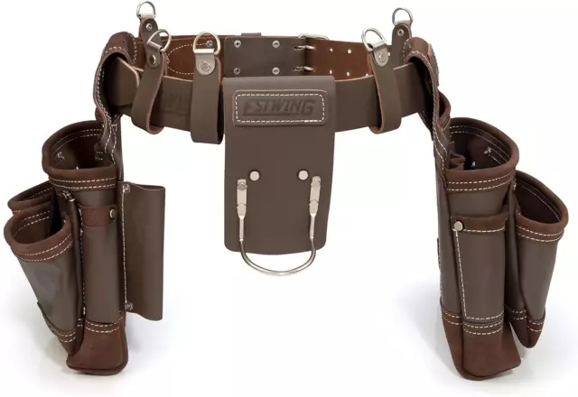 Estwing 14-Pocket Framers Set Work/Tool Belt, Durable Leather, Steel Hardware,