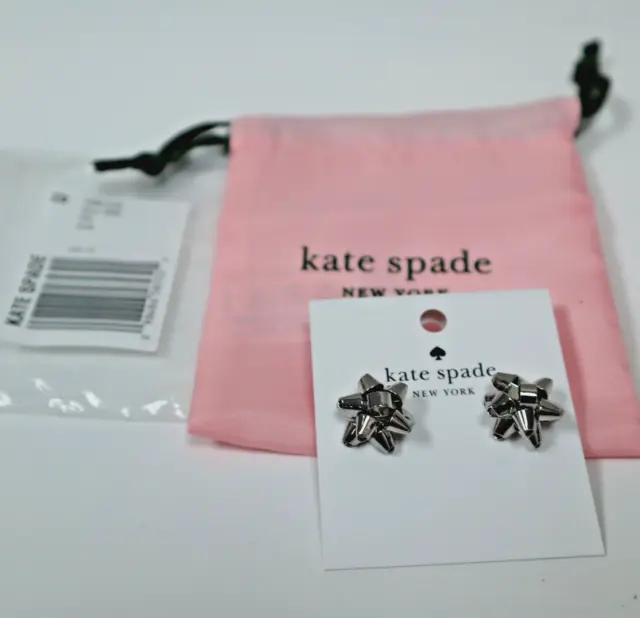 Kate Spade New York Bourgeois Bow Stud Earrings Silver – NEW