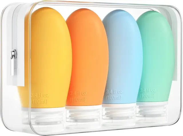 100Ml Silicone Travel Bottle 4 Pack Leak Proof Refillable Squeezable Containers