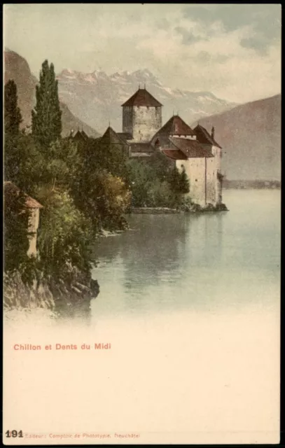 Veytaux Schloss Chillon / Château de Chillon et Dents du Midi 1900 2