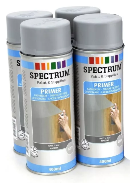 4 Bombes Peinture Couche de fond Primer Sous Couche Gris Mat toute surface