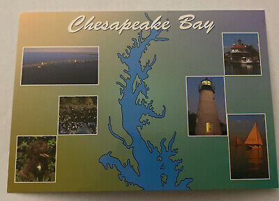 Vintage Postcard Unposted State  Map Chesapeake Bay Maryland MD