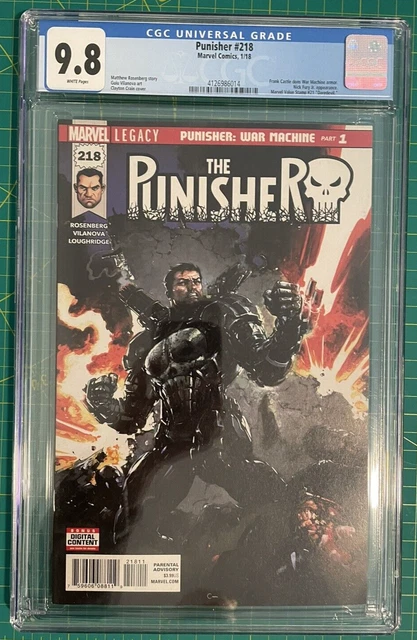 Punisher 218 CGC 9.8 NM/MT WP 2018 Marvel - 1st Punisher War Machine - Crain cvr