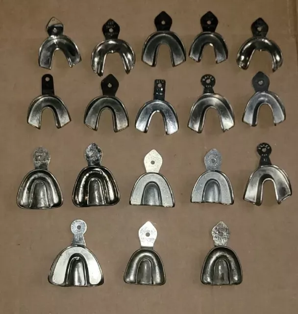 Lot Of 18, Coe, Caulk, Baker, Ultradent, Metal Dental Impression Trays, Moulds