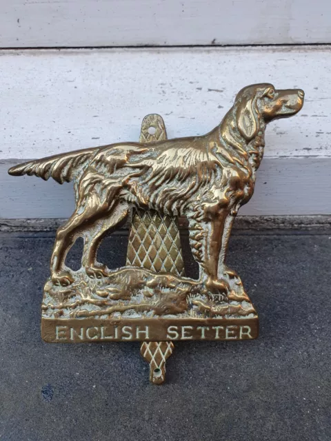 Vintage English Setter Dog Antique Style  Cast Brass Metal Door Knocker