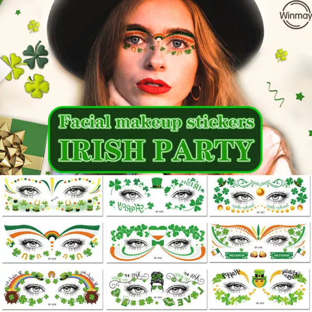 Pegatinas de maquillaje de ojos pegatinas de fiesta para tatuajes de cara del día de San Patricio sp