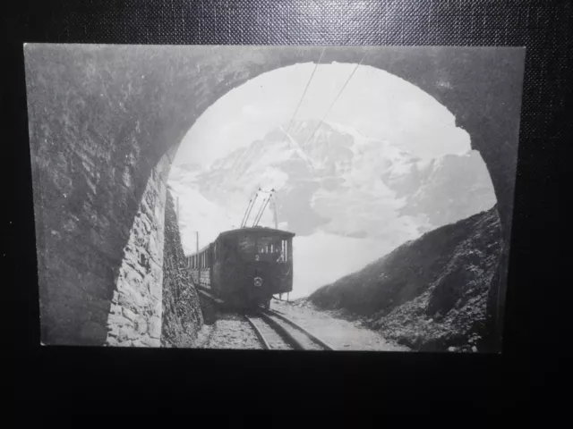 Jungfraubahn Schweiz Eisenbahn Lok Nr. 2 mit Blick auf Mönch alte AK
