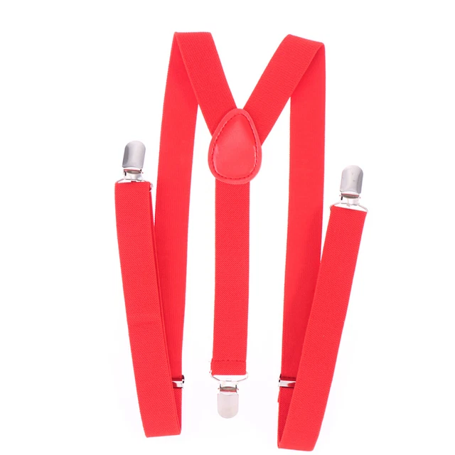 2,5 cm bretelle fisse a forma di Y con 3 clip uomo e donna (rosso)