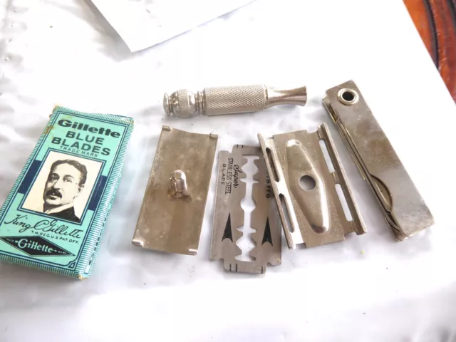 Vintage Gillette USA Safety Razor Travel Kit RAZOR , BLADES, TOOL KNIFE BY LITER