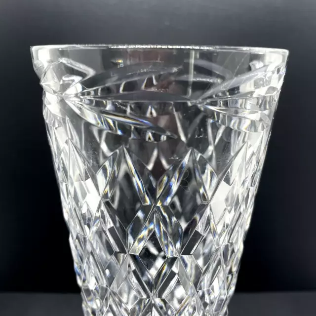 Tyrone Cut Crystal Footed Vase Ireland Laurel Design 8" Heavy Crystal 3