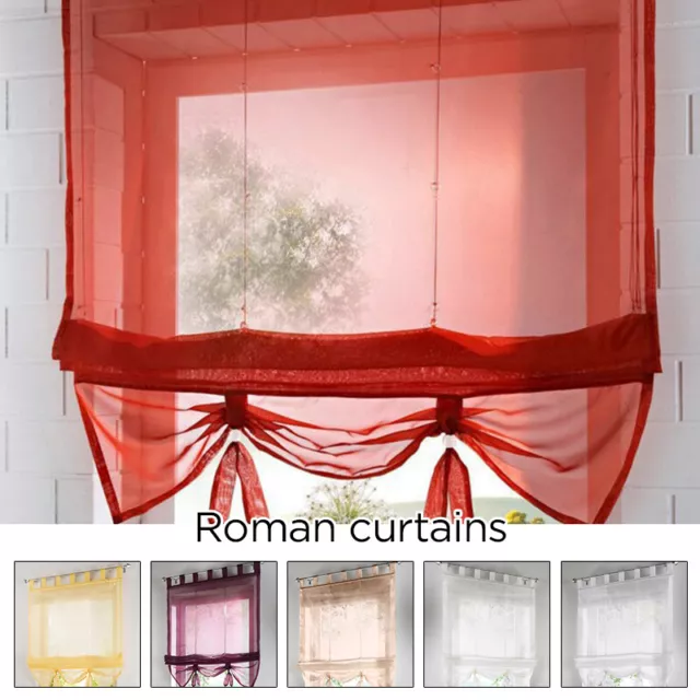 Tie-up Roman Curtain Window Curtain Shade Sheer Voile Valances Short Drape Blind