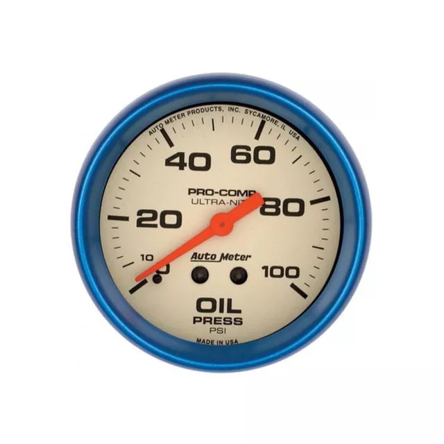 Autometer Ultra Nite 2-5/8" Oil Pressure Gauge 0-100PSI Mechanical AU4521