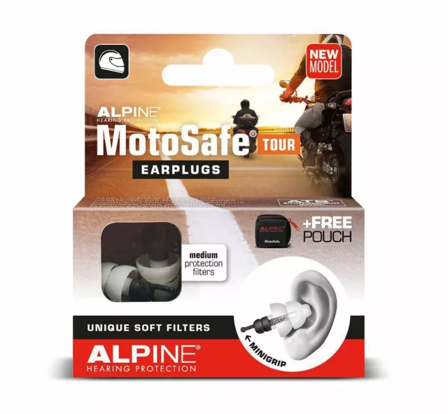 Alpine Motosafe Tour Ohrstöpsel Gehörschutz für Motorradfahrer Filterohrstöpsel