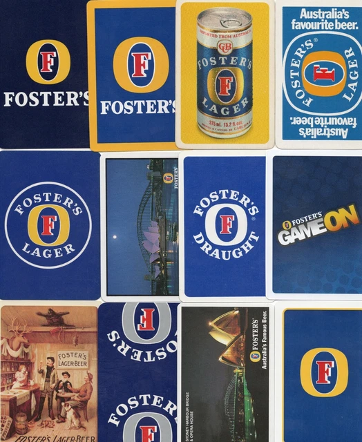 12 x OLD & NEW "Fosters Beer" SINGLE Playing Cards
