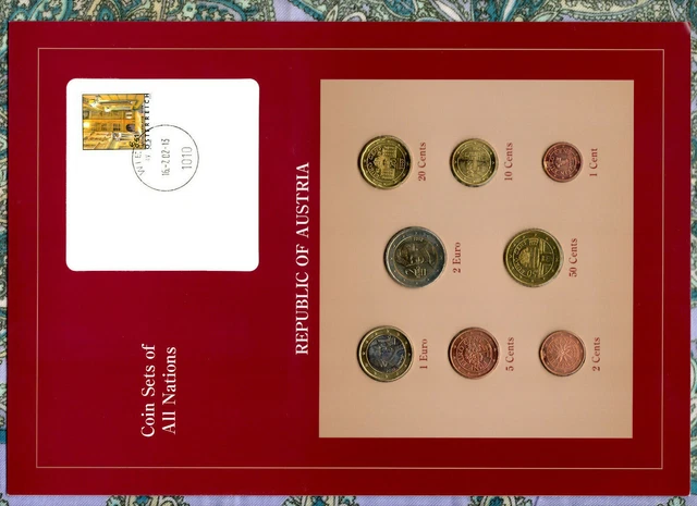 Coin Sets of All Nations Austria 1,2,5,10,20,50 Cents 1,2 Euro 2002