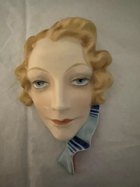 Czechoslovakian Erphila Art Deco Wall Mask 1930’s Hand Painted