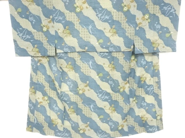 37710# Japanese Kimono / Antique Mens Hitoe Juban / Haze With Gourd
