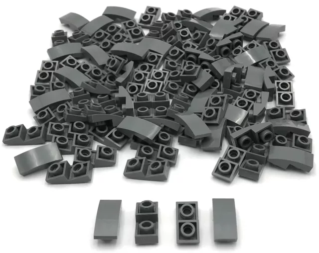 Lego 100 New Dark Bluish Gray Slopes Curved 2 x 1 x 2/3 Pieces