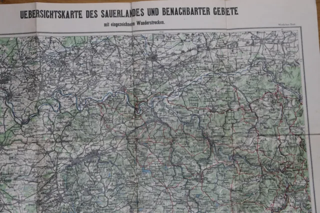 Alte Wanderkarte Plan Karte Sauerland Köln Original 1857 - 1919 ***** Top ******