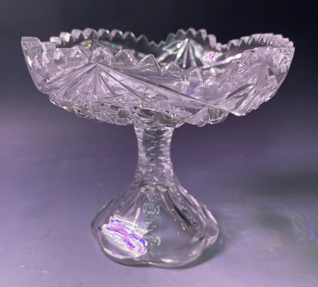 Antique ABP American Brilliant Cut Glass Compote J. Hoare 1853 Corning Compote