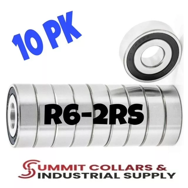 R6-2RS C3 EMQ Premium Rubber Sealed Ball Bearing 3/8"x7/8"x9/32", R6rs (10 PK)