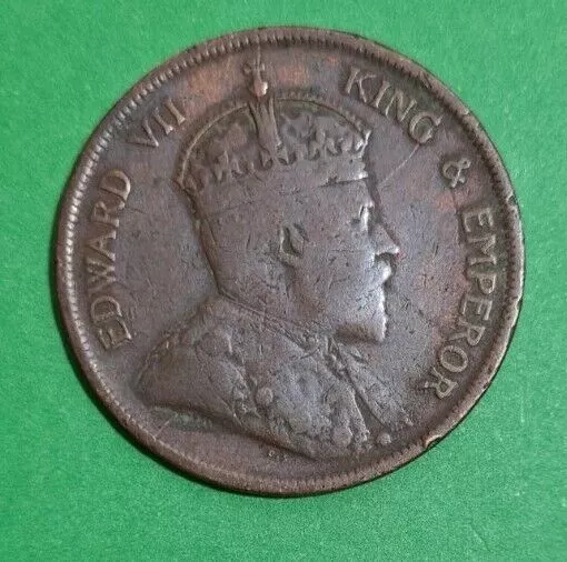 1907 Edward VII straits settlements one cent coin #569c