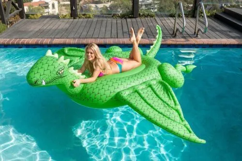 Giant Inflatable Dragon Floating Pool Ride ICE Dragon 108in, Green