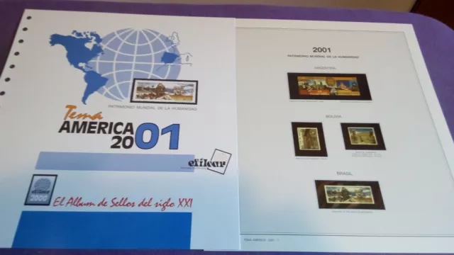 hojas sellos america upaep, Efilcar especial 2001.