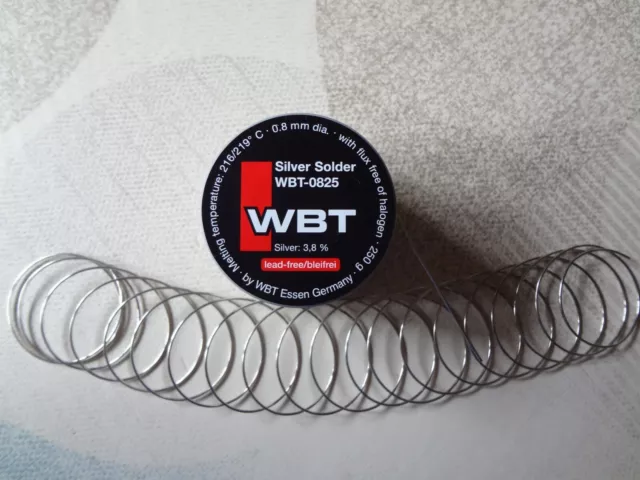 2 Meter WBT-0825 Silver Solder Silberlötzinn bleifrei. 3,8% Silber 0,8mm.