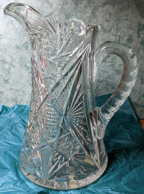 10" Signed Fry American Brilliant Cut Glass Pitcher ABP Crystal Excellent! 10" Signed Fry American Brilliant Cut Glass Pitcher ABP Crystal Excellent!