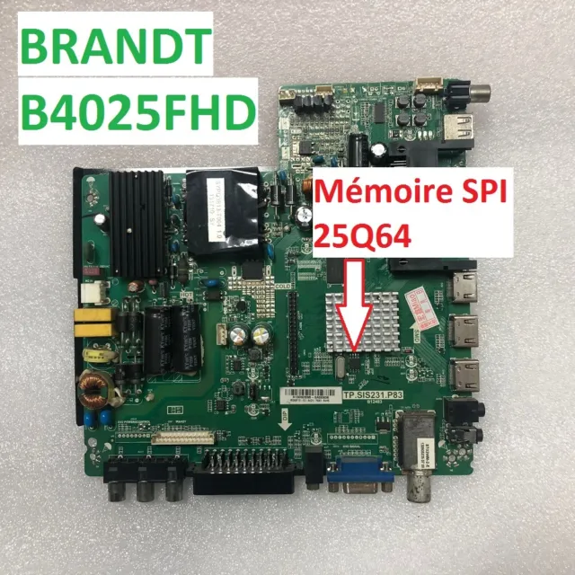 Mémoire SPI 25Q64 pour TV BRANDT B4025FHD - TP.SIS231.P83