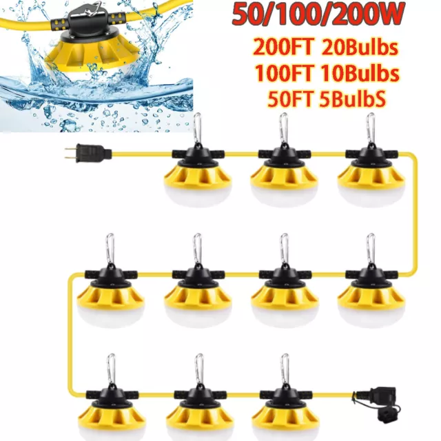 50-200ft Construction String Lights LED Industrial Grade Work Light Waterproof