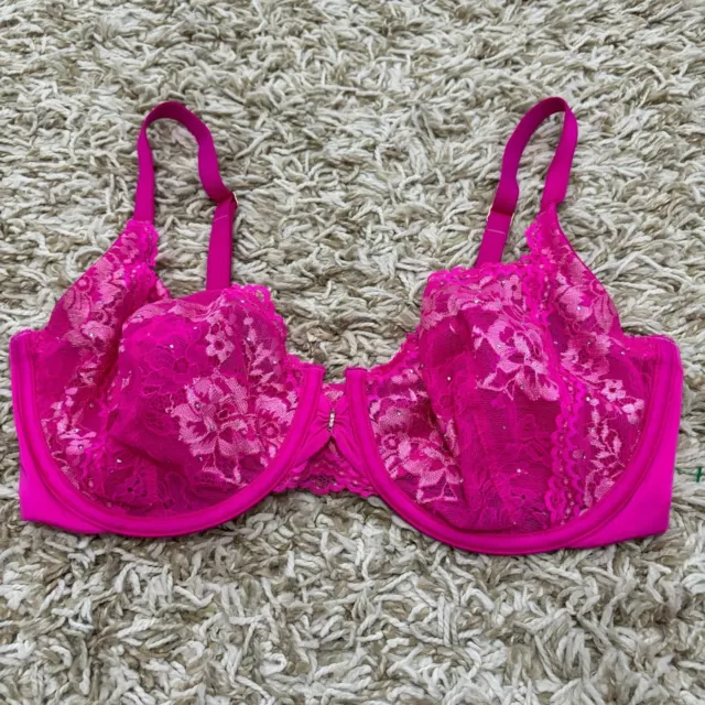 Victoria’s Secret Unlined Demi Underwire Lace Bra Pink Size 34DD