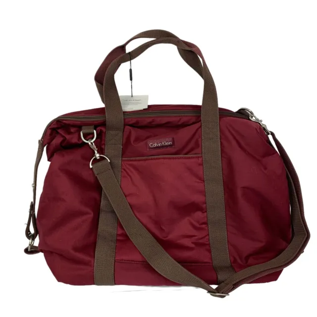 Calvin Klein Weekend Duffle Bag Travel Tote Carryon Gym Luggage Wine Red New