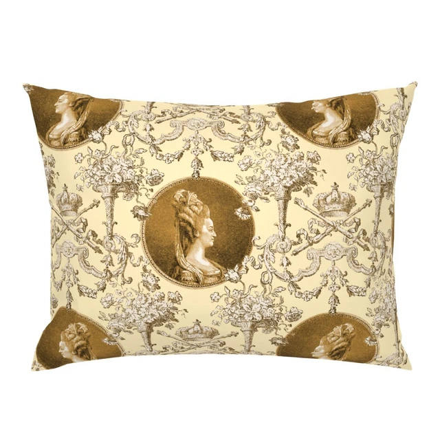 Cream Yellow Illustration French Toile Pillow Sham by Spoonflower