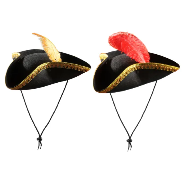 Adults Pirate Hat Comfortable Costumes Feather Tricorn Cap Parade Cosplay Club